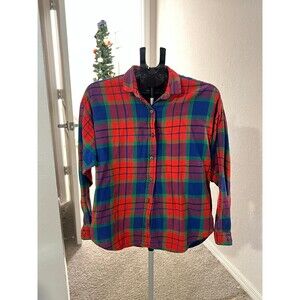 Vintage Hunt in JCPenney Button Down Flannel Shirt in Vibrant Colors Size Large